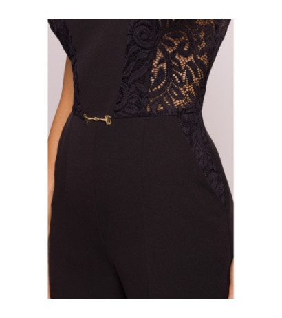 M866 Kombinezon z koronkowymi wstawkami - czarny