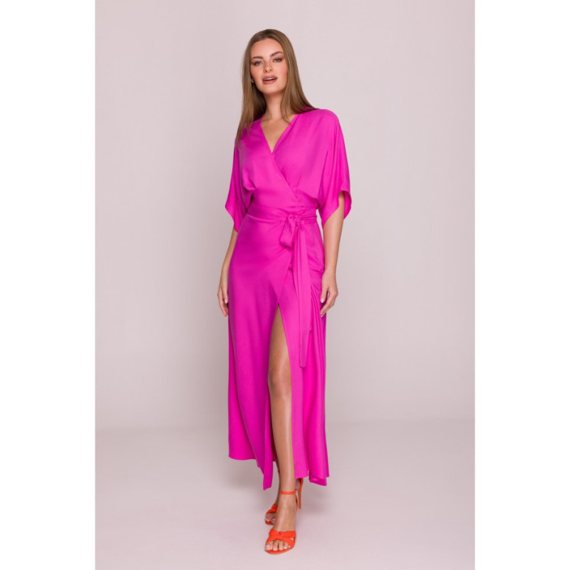 S406 Wiskozowa sukienka maksi - liliowa