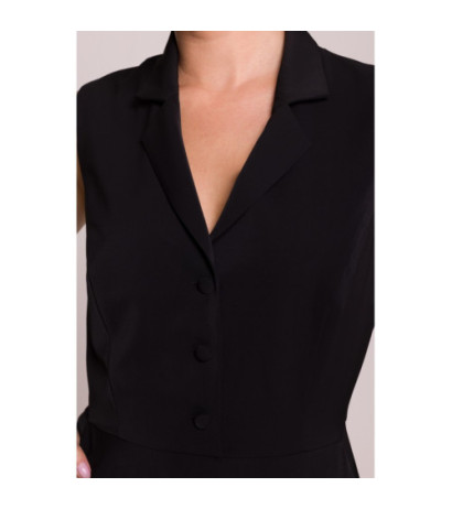 S409 Sukienka z rozpinanym dekoltem - czarna