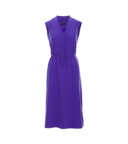 S410 Sukienka z wiązaniem w dekolcie - fioletowa