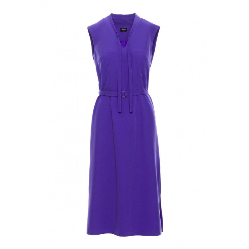 S410 Sukienka z wiązaniem w dekolcie - fioletowa