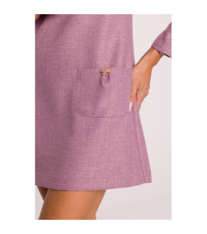 M870 Sukienka tweedowa z kieszonkami - marsala