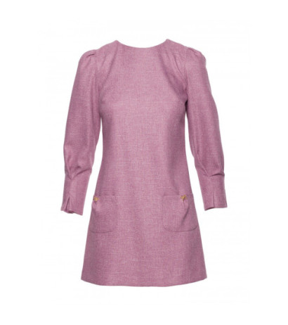 M870 Sukienka tweedowa z kieszonkami - marsala