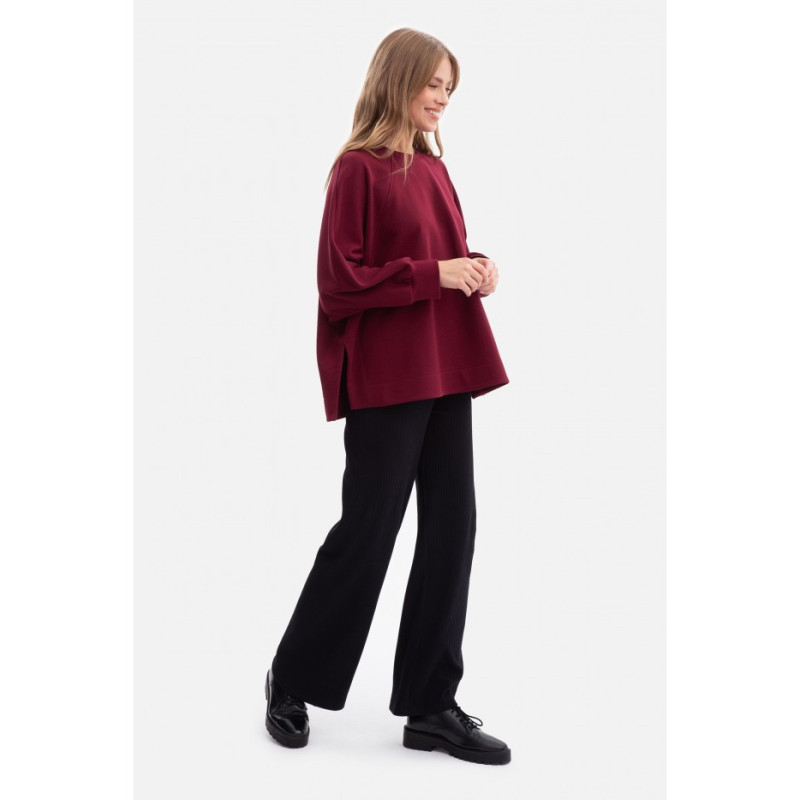 B306 Bluza oversize z rozcięciami - burgundowa