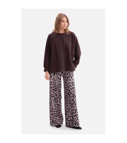 B306 Bluza oversize z rozcięciami - gorzka czekolada