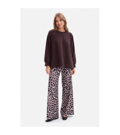B306 Bluza oversize z rozcięciami - gorzka czekolada