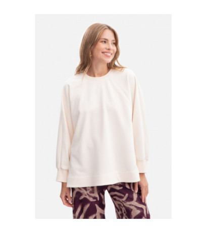 B306 Bluza oversize z rozcięciami - waniliowa
