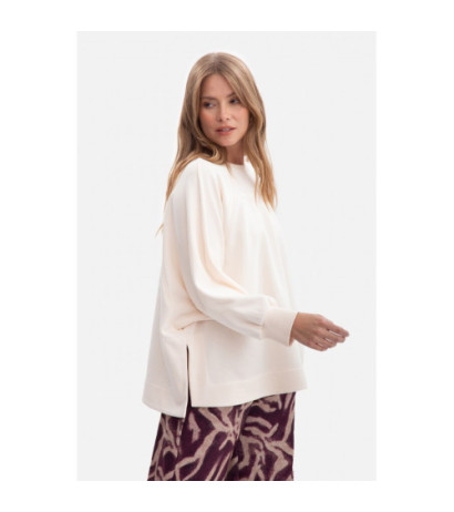 B306 Bluza oversize z rozcięciami - waniliowa