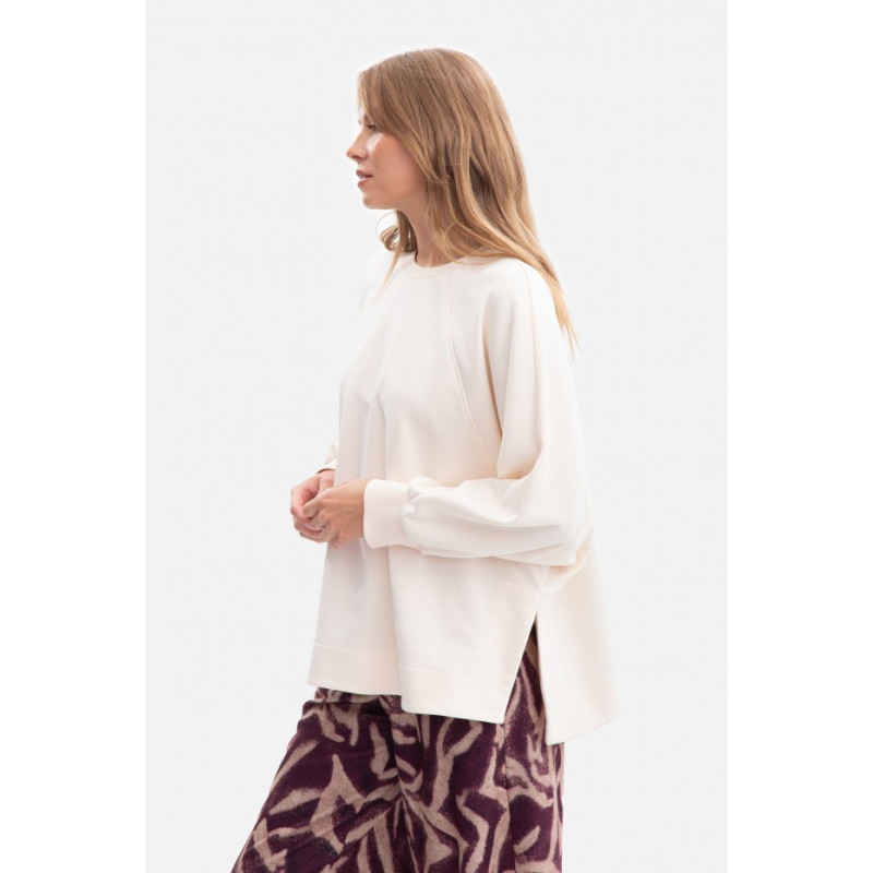 B306 Bluza oversize z rozcięciami - waniliowa