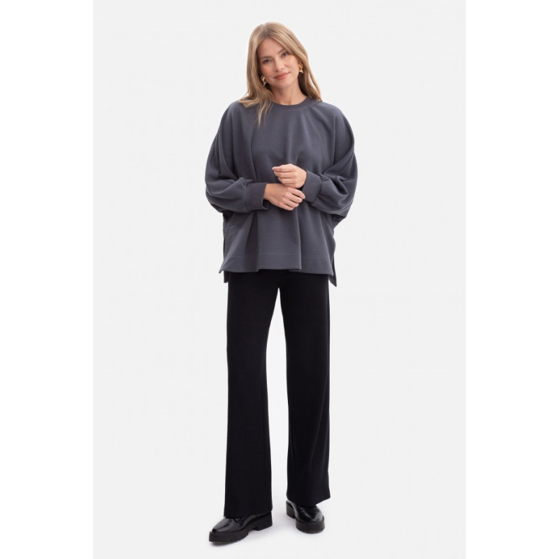 B306 Bluza oversize z rozcięciami - stalowa