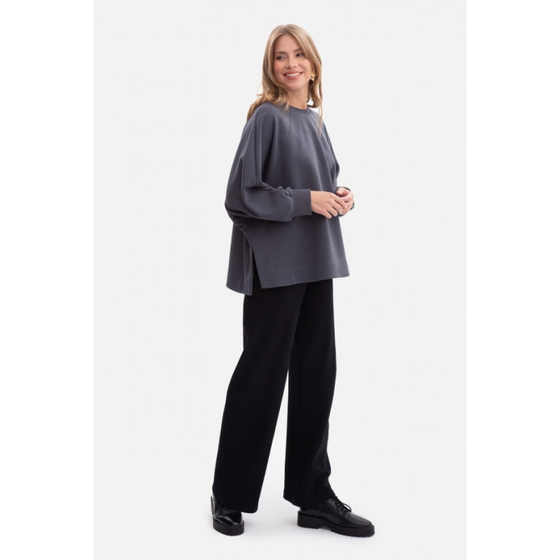 B306 Bluza oversize z rozcięciami - stalowa