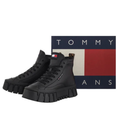 Tommy Hilfiger Tjw Vulc Flatform Leopard Black EN0EN02858 BDS (TH1402-b) batai
