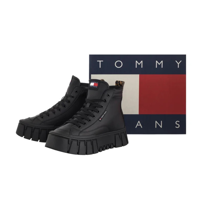 Tommy Hilfiger Tjw Vulc Flatform Leopard Black EN0EN02858 BDS (TH1402-b) batai