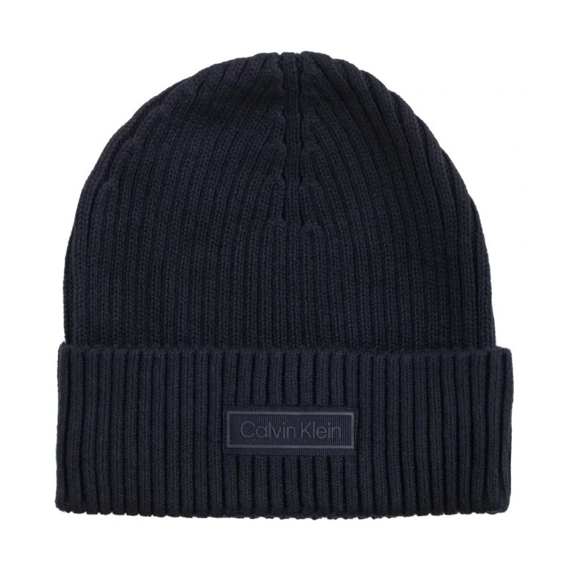 Calvin Klein Patch Chunky Rib Cotton Beanie Dark Sapphire LV04D8053G CEF (CK694-a) kepurė