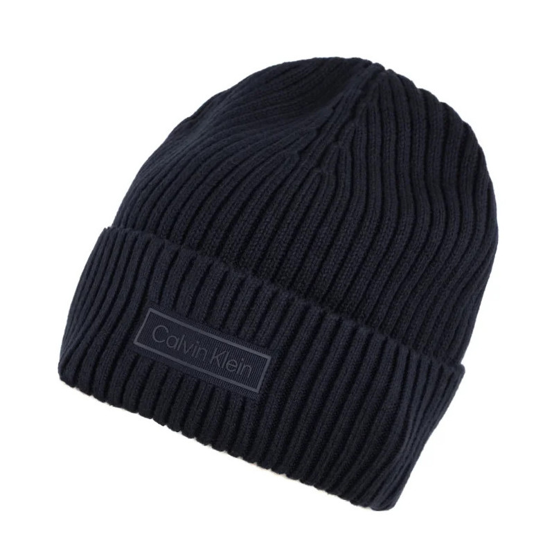 Calvin Klein Patch Chunky Rib Cotton Beanie Dark Sapphire LV04D8053G CEF (CK694-a) kepurė