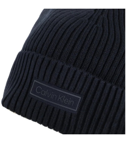 Calvin Klein Patch Chunky Rib Cotton Beanie Dark Sapphire LV04D8053G CEF (CK694-a) kepurė