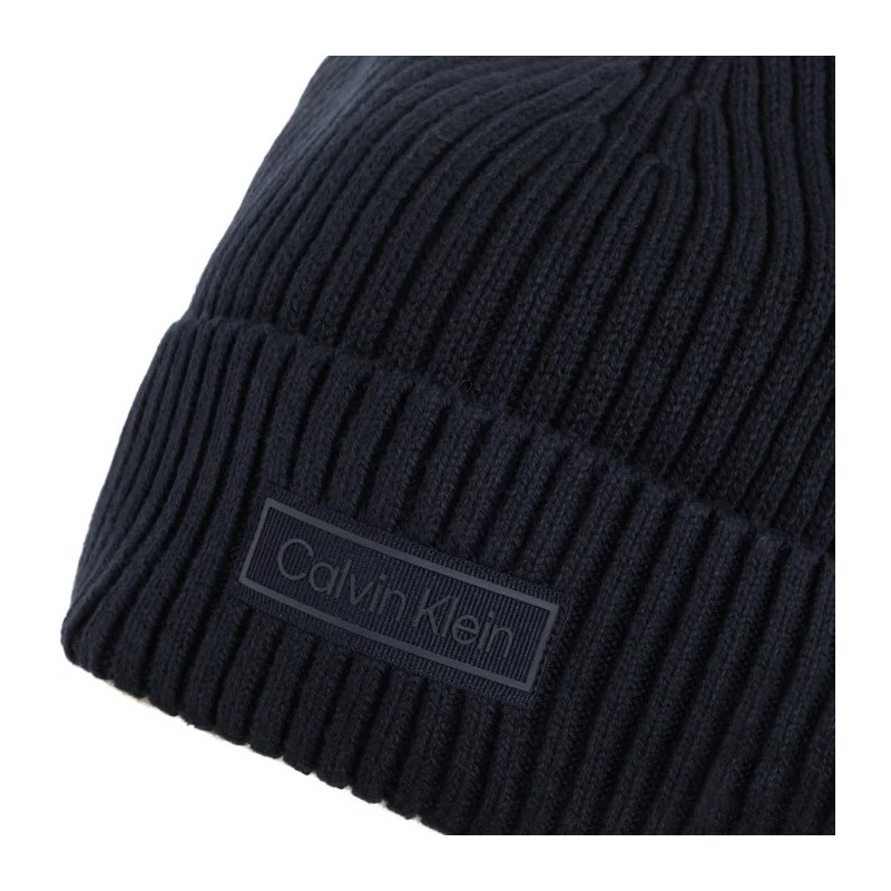 Calvin Klein Patch Chunky Rib Cotton Beanie Dark Sapphire LV04D8053G CEF (CK694-a) kepurė