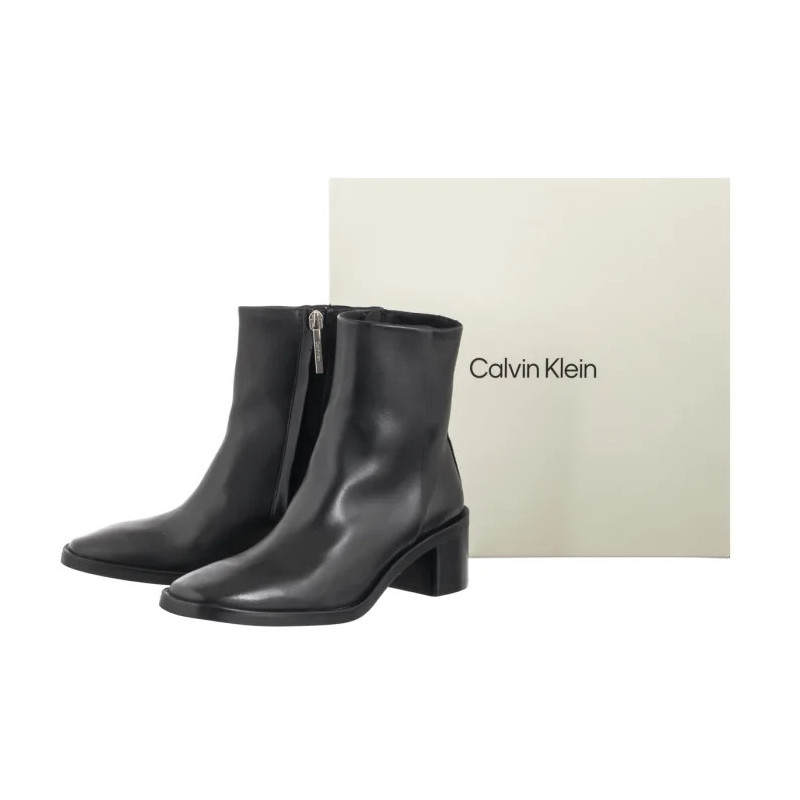 Calvin Klein Block Heel Zip Boot Lth Ck Black HW0HW02593 BEH (CK699-a) batai