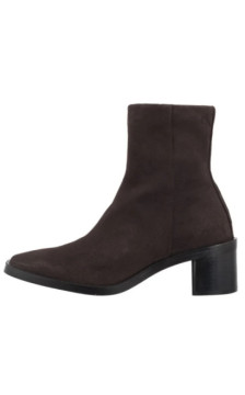 Calvin Klein Block Heel Zip Boot Sue Chocolate Brown HW0HW02592 GBW (CK702-a) batai
