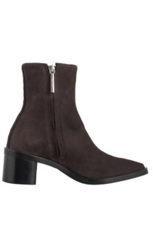 Calvin Klein Block Heel Zip Boot Sue Chocolate Brown HW0HW02592 GBW (CK702-a) batai