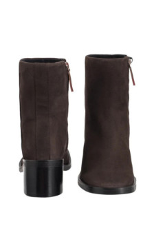 Calvin Klein Block Heel Zip Boot Sue Chocolate Brown HW0HW02592 GBW (CK702-a) batai