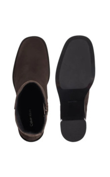 Calvin Klein Block Heel Zip Boot Sue Chocolate Brown HW0HW02592 GBW (CK702-a) batai