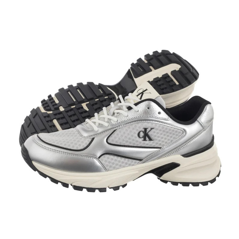 Calvin Klein Hike Runner Laceup Mesh Mix Met Silver/Black/Marshmallow YM0YM01402 0IX (CK708-a) sportiniai bateliai