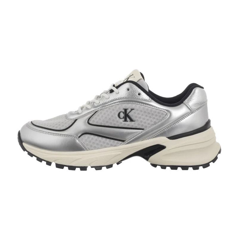 Calvin Klein Hike Runner Laceup Mesh Mix Met Silver/Black/Marshmallow YM0YM01402 0IX (CK708-a) sportiniai bateliai