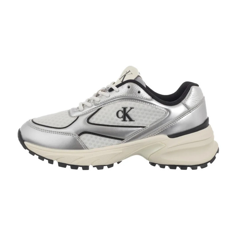Calvin Klein Hike Runner Lace Up Mesh Mix Met Silver/Black/Bright White YW0YW02063 0IX (CK709-a) sportiniai bateliai