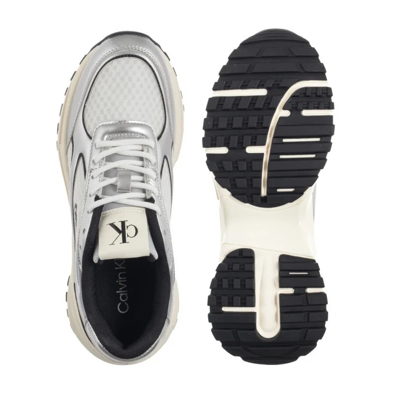 Calvin Klein Hike Runner Lace Up Mesh Mix Met Silver/Black/Bright White YW0YW02063 0IX (CK709-a) sportiniai bateliai