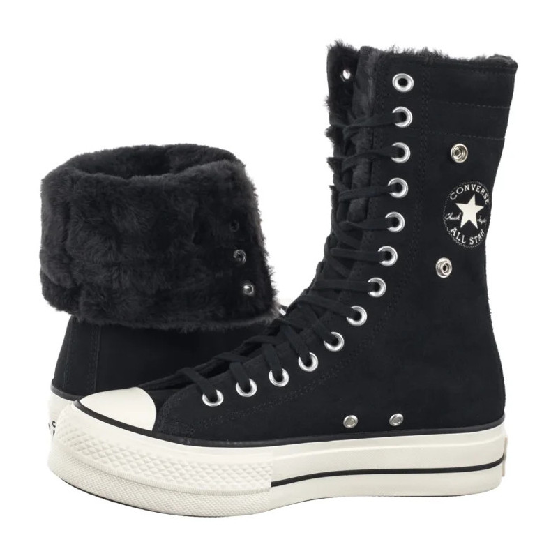 Converse CTAS Fold Over Lift X-Hi Black/Black/Egret A15229C (CO819-a) batai
