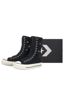Converse CTAS Fold Over Lift X-Hi Black/Black/Egret A15229C (CO819-a) batai