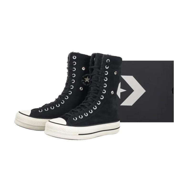 Converse CTAS Fold Over Lift X-Hi Black/Black/Egret A15229C (CO819-a) batai