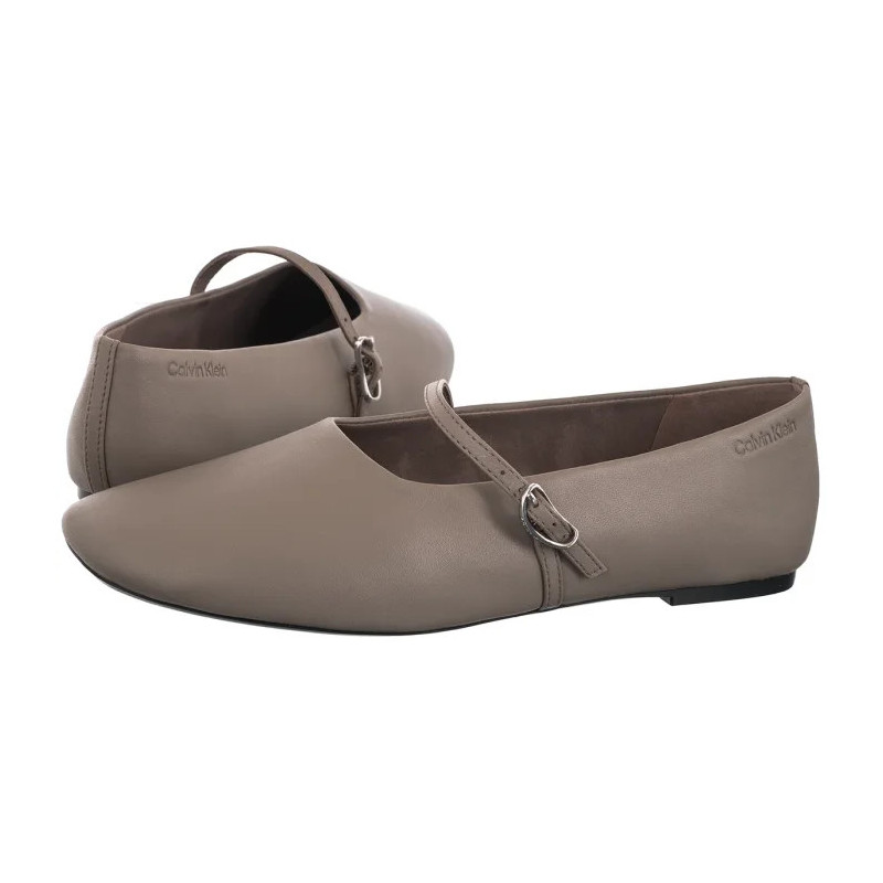 Calvin Klein Oblique Ballerina Mj Lth Hdw Desert Taupe HW0HW02847 PBO (CK718-a) bateliai