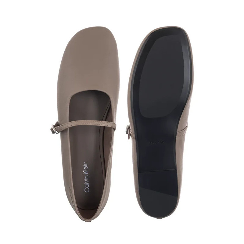 Calvin Klein Oblique Ballerina Mj Lth Hdw Desert Taupe HW0HW02847 PBO (CK718-a) bateliai