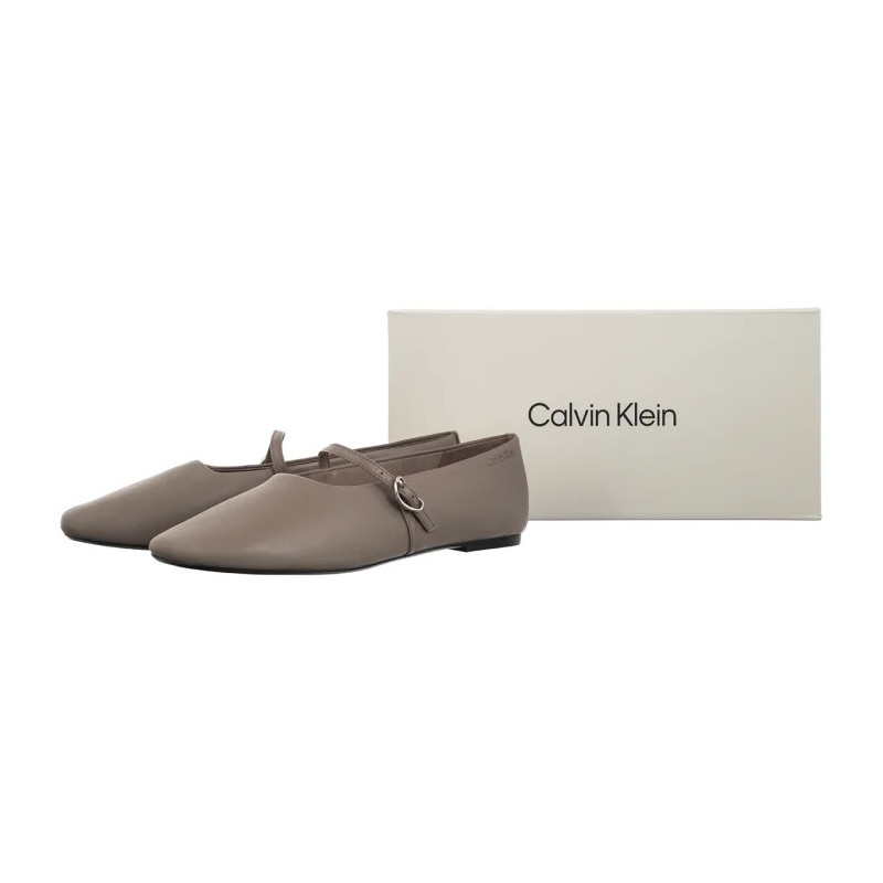 Calvin Klein Oblique Ballerina Mj Lth Hdw Desert Taupe HW0HW02847 PBO (CK718-a) bateliai