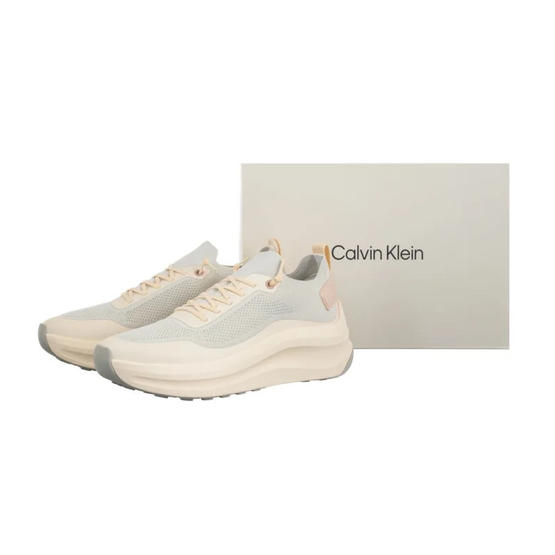 Calvin Klein Chunky Runner Lace Up Sock Knit Vaporous White/Light Cashew YW0YW02033 PF6 (CK725-a) bateliai