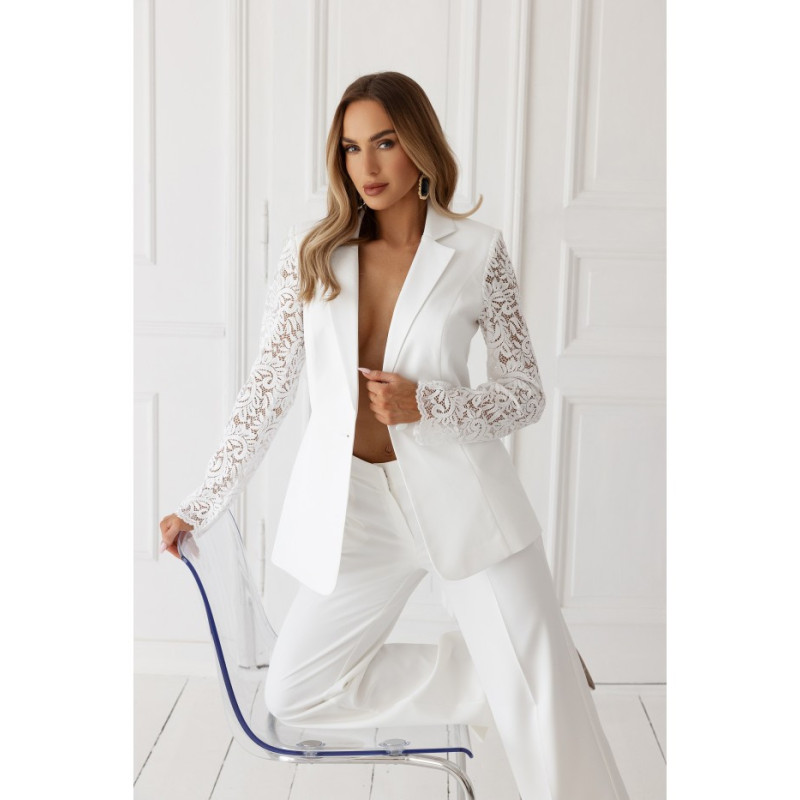 M865 Marynarka z koronkowymi rękawami - ecru