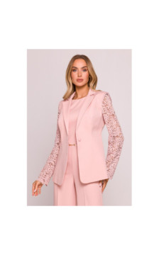 M865 Marynarka z koronkowymi rękawami - pudrowa