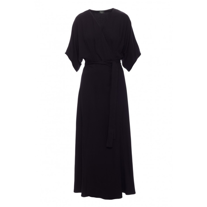 S406 Wiskozowa sukienka maksi - czarna