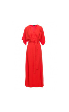 S406 Wiskozowa sukienka maksi - koralowa