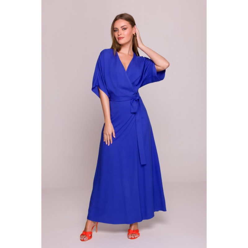 S406 Wiskozowa sukienka maksi - niebieska