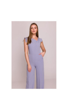 S407 Kombinezon z asymetrycznym dekoltem - gołębi