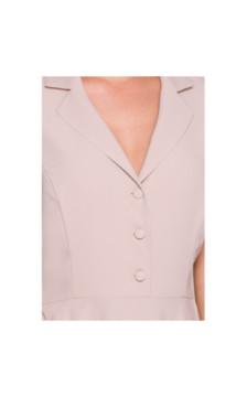 S409 Sukienka z rozpinanym dekoltem - beżowa