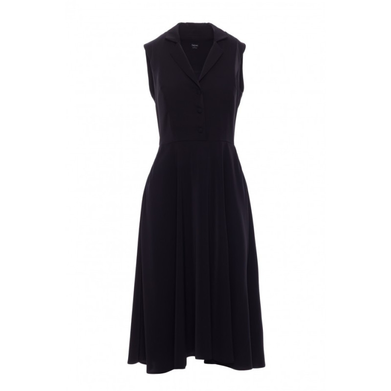 S409 Sukienka z rozpinanym dekoltem - czarna