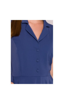 S409 Sukienka z rozpinanym dekoltem - niebieska