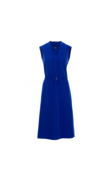 S410 Sukienka z wiązaniem w dekolcie - chabrowa