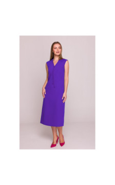 S410 Sukienka z wiązaniem w dekolcie - fioletowa