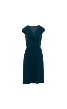 S411 Sukienka z żabotem - zielona