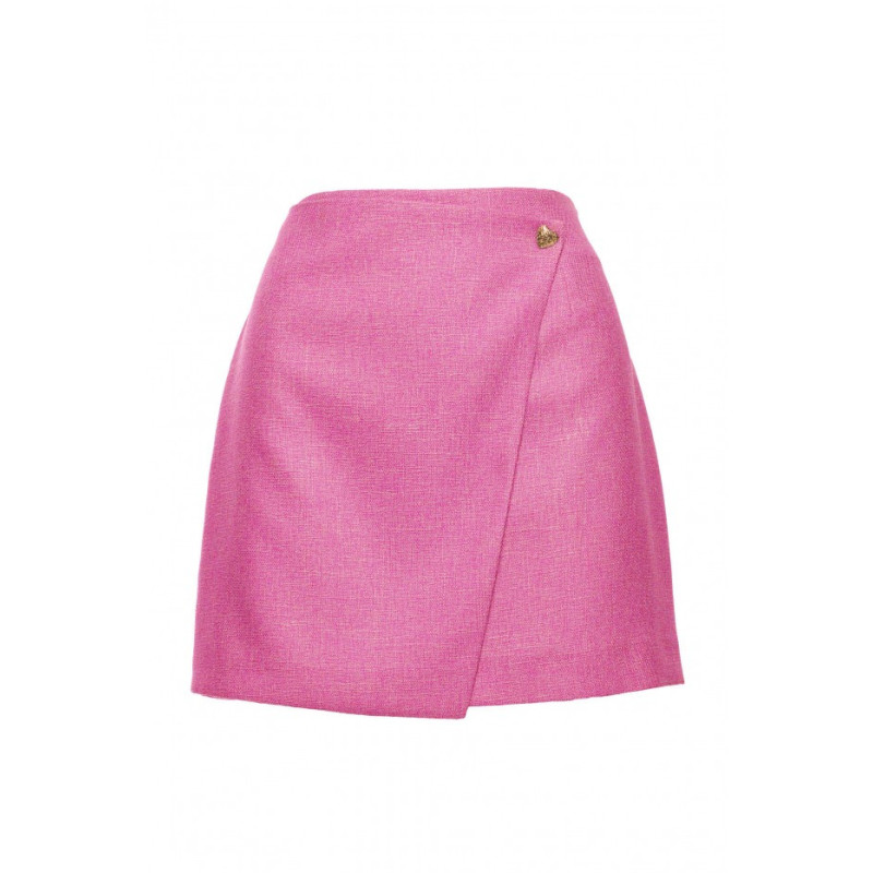 M854 Mini spódniczka na zakładkę - fuksja